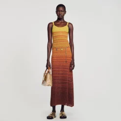 Femme SANDRO Robe Longue En Maille