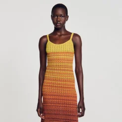 Femme SANDRO Robe Longue En Maille