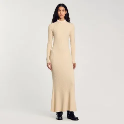 Femme SANDRO Robe Longue En Maille