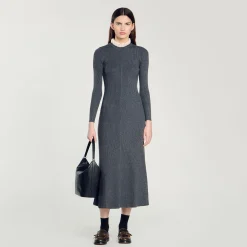 Femme SANDRO Robe Longue En Maille
