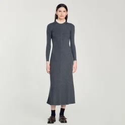 Femme SANDRO Robe Longue En Maille