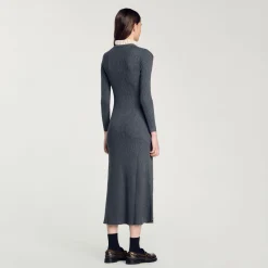 Femme SANDRO Robe Longue En Maille