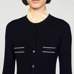 Femme SANDRO Robe Longue En Maille Côtelée