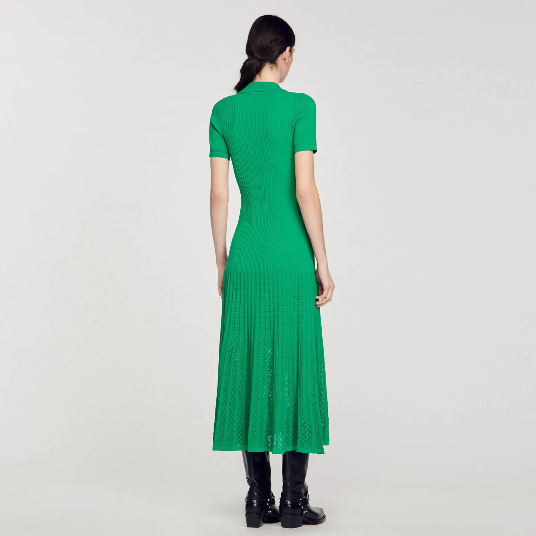 Femme SANDRO Robe Longue En Maille Côtelée