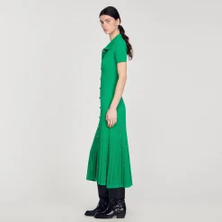Femme SANDRO Robe Longue En Maille Côtelée