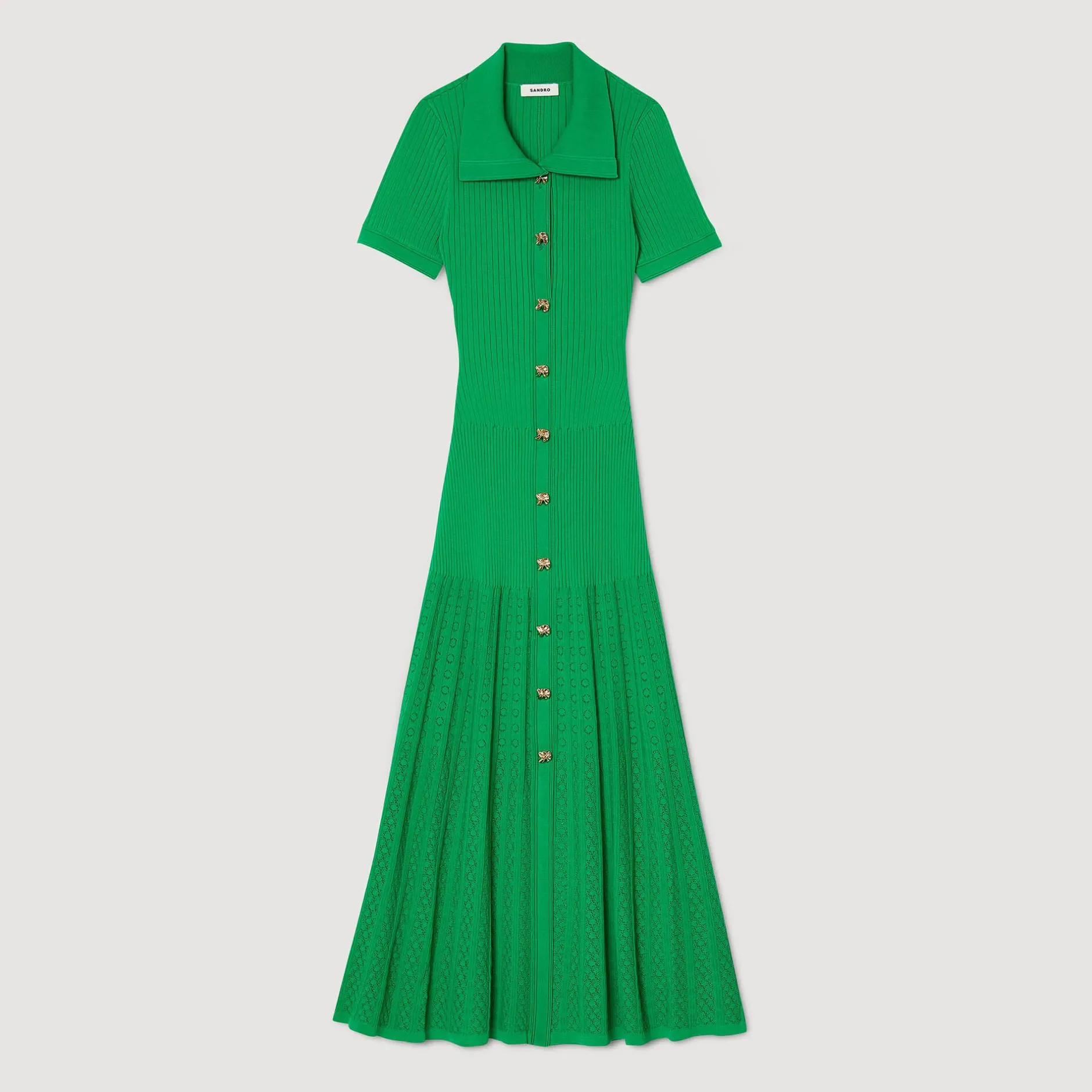 Femme SANDRO Robe Longue En Maille Côtelée