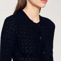 Femme SANDRO Robe Longue En Maille Effet Velours