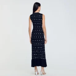 Femme SANDRO Robe Longue En Maille Ornée De Studs