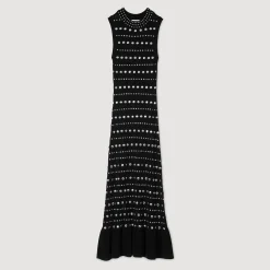 Femme SANDRO Robe Longue En Maille Ornée De Studs