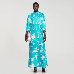 Femme SANDRO Robe Longue Fluide à Imprimé Fleuri