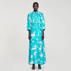 Femme SANDRO Robe Longue Fluide à Imprimé Fleuri