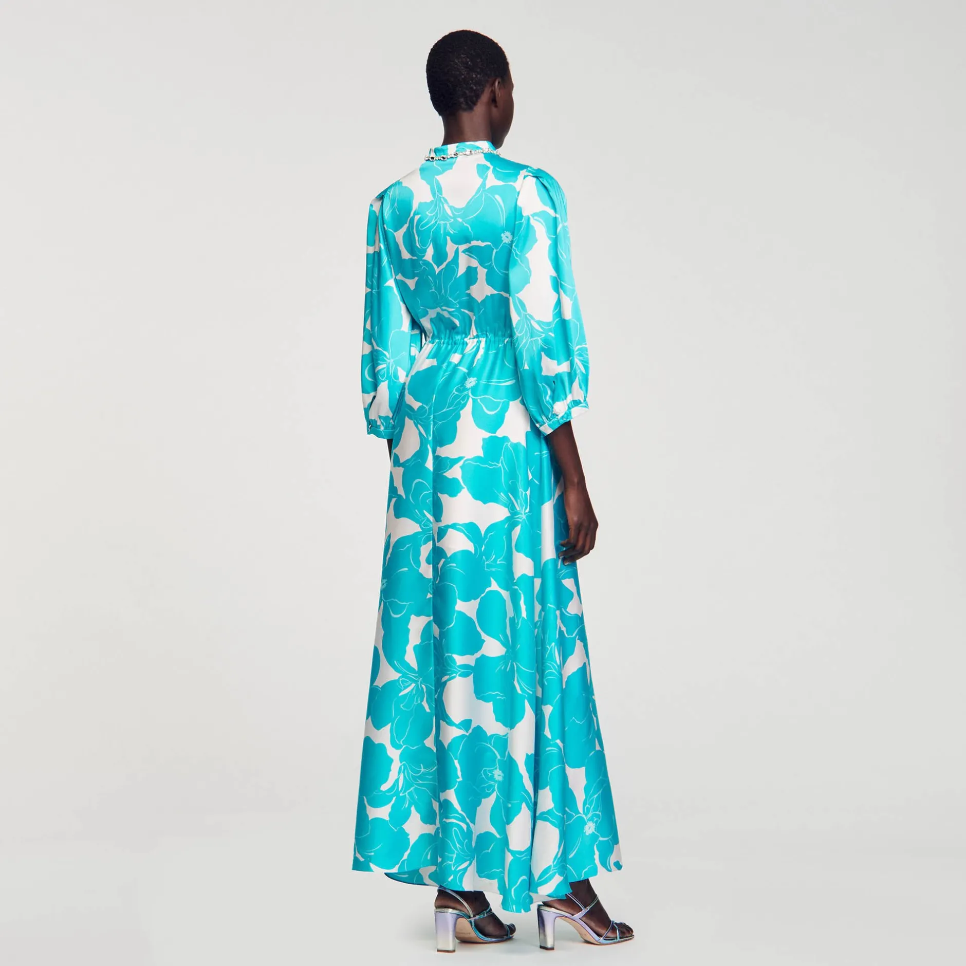 Femme SANDRO Robe Longue Fluide à Imprimé Fleuri