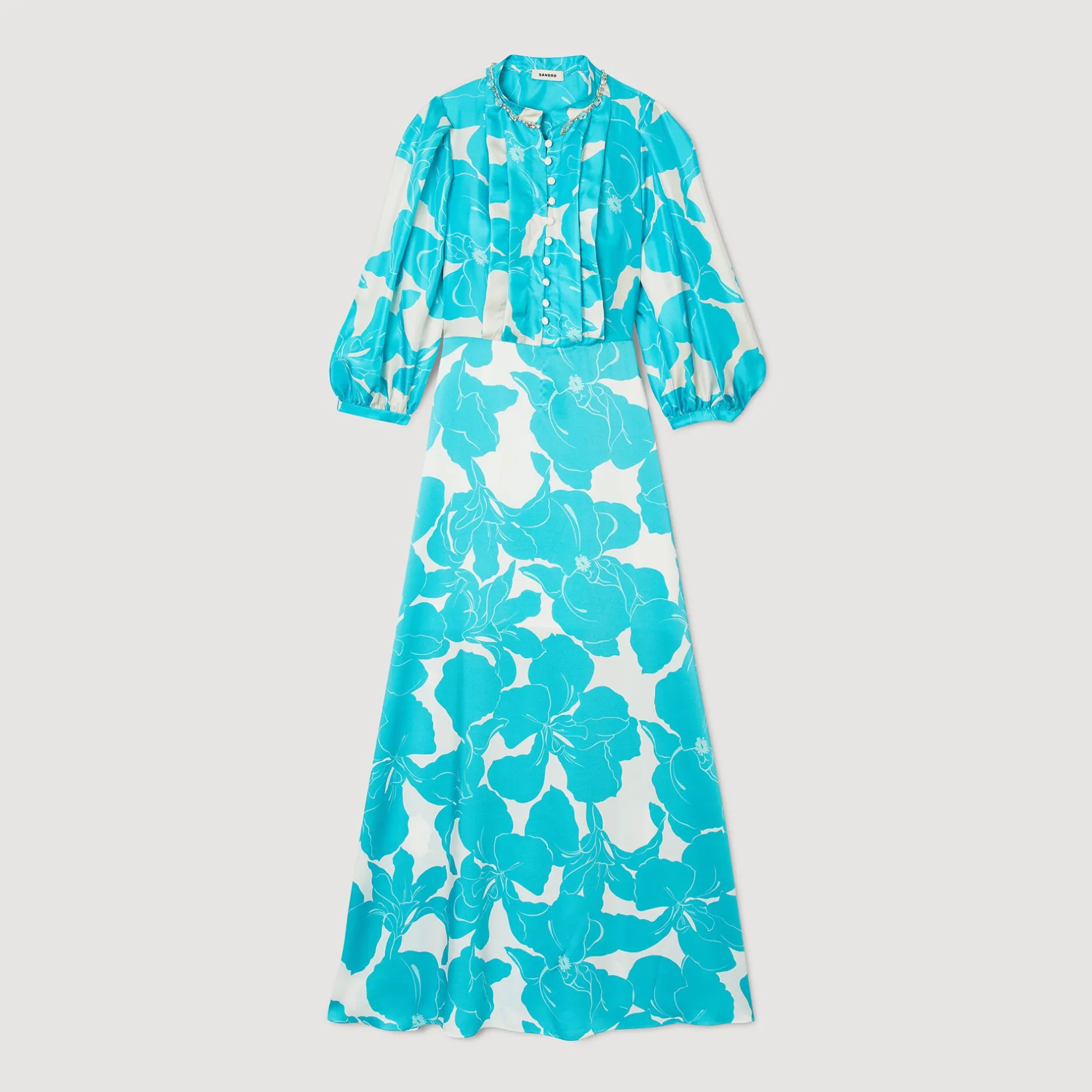 Femme SANDRO Robe Longue Fluide à Imprimé Fleuri