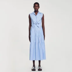 Femme SANDRO Robe Longue Nouée Ornée De Strass
