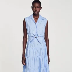Femme SANDRO Robe Longue Nouée Ornée De Strass