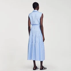 Femme SANDRO Robe Longue Nouée Ornée De Strass