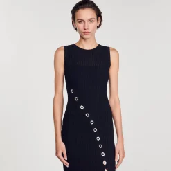 Femme SANDRO Robe Longue Ornée De Bijoux Strassés