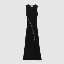 Femme SANDRO Robe Longue Ornée De Bijoux Strassés