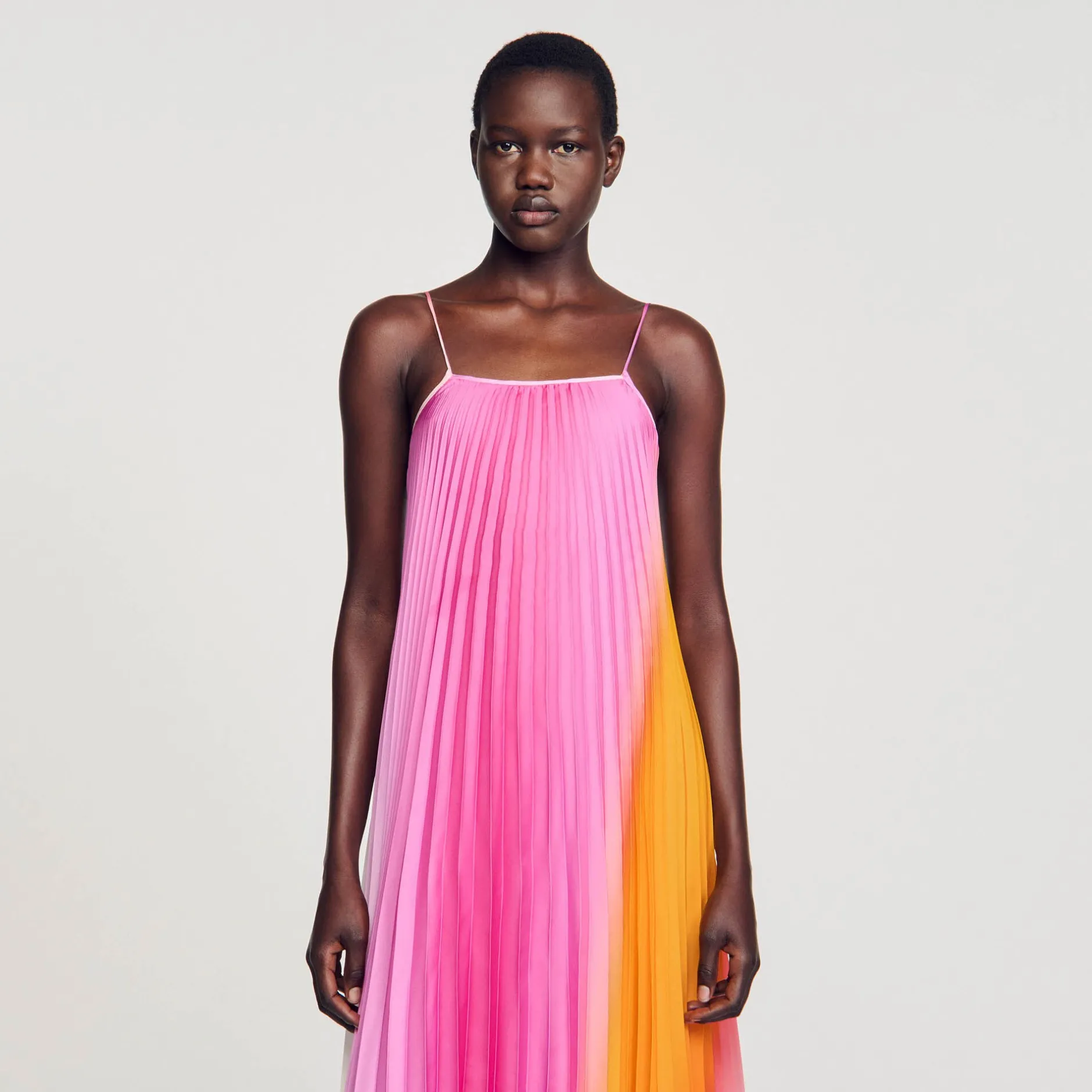 Femme SANDRO Robe Longue Plissé Soleil