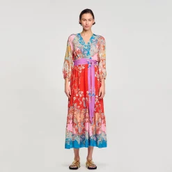 Femme SANDRO Robe Longue Portefeuille