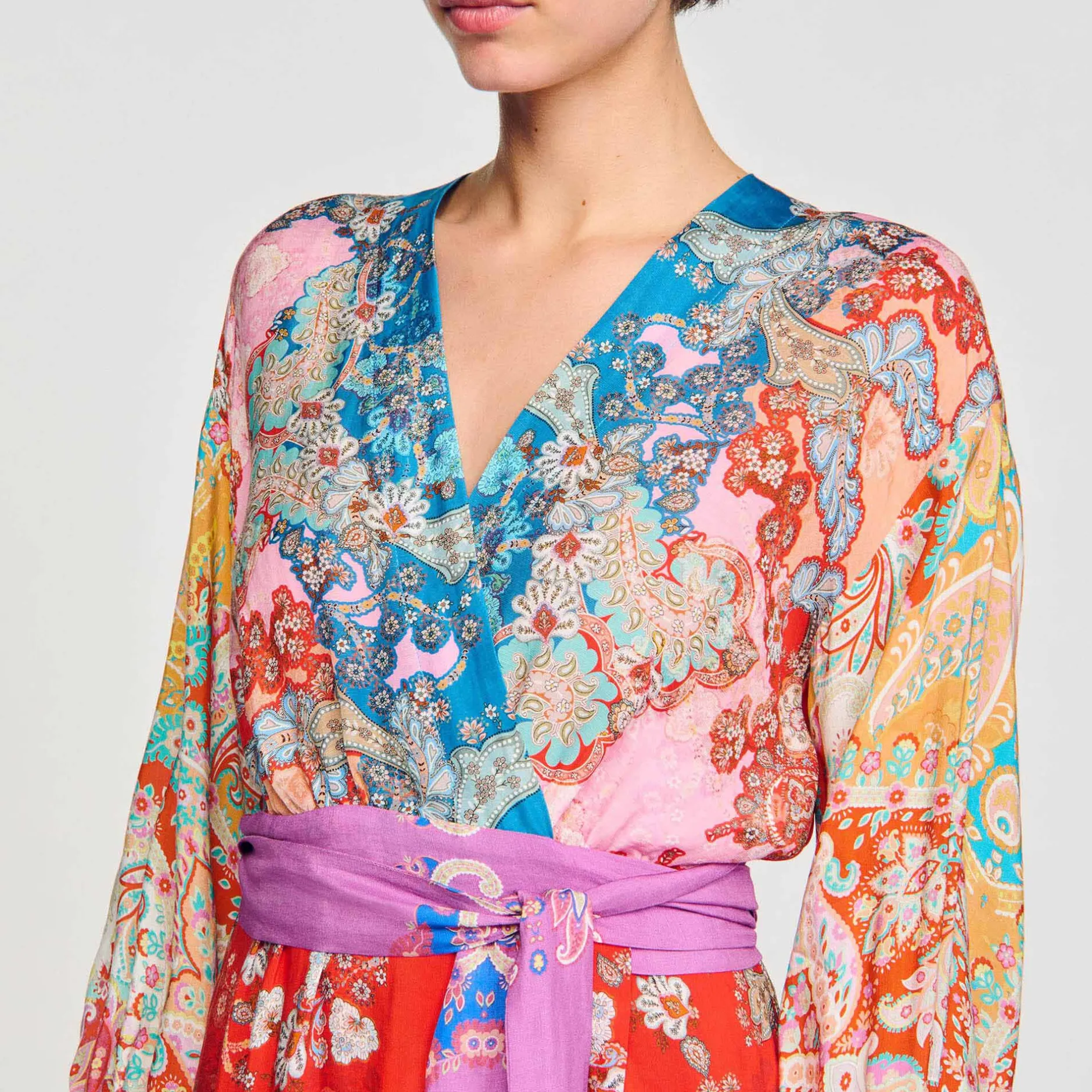 Femme SANDRO Robe Longue Portefeuille