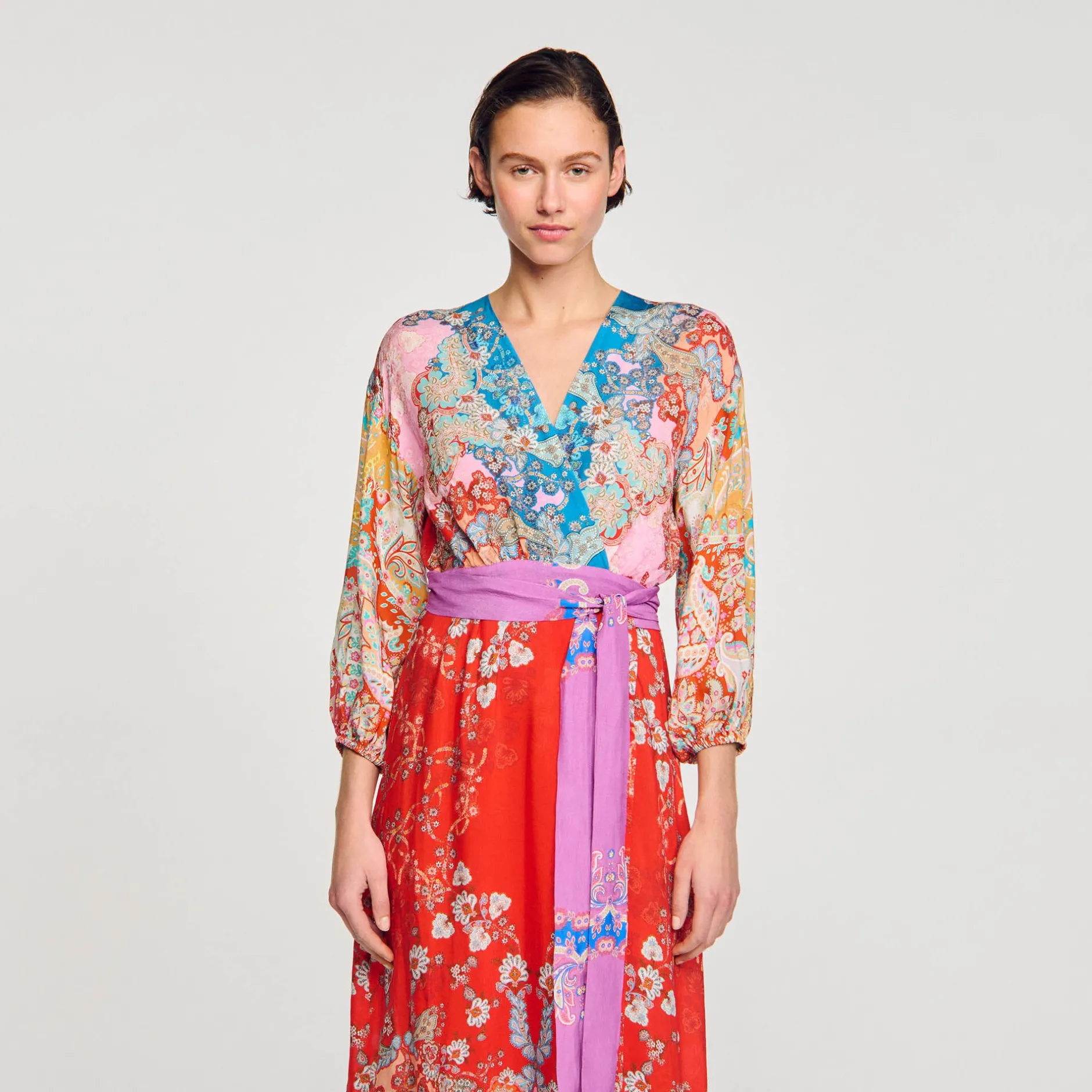 Femme SANDRO Robe Longue Portefeuille