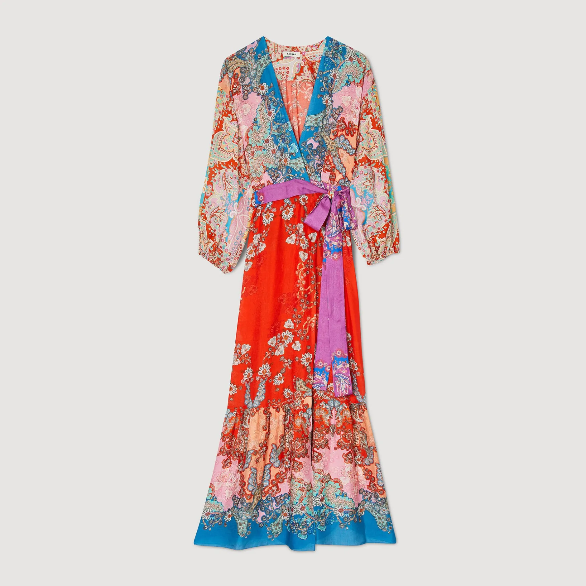 Femme SANDRO Robe Longue Portefeuille