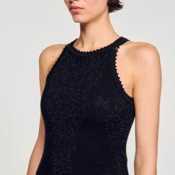 Femme SANDRO Robe Longue Résille Brillante