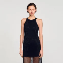 Femme SANDRO Robe Longue Résille Brillante