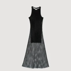 Femme SANDRO Robe Longue Résille Brillante
