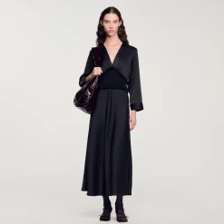 Femme SANDRO Robe Longue Satinée