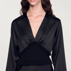 Femme SANDRO Robe Longue Satinée