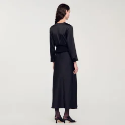 Femme SANDRO Robe Longue Satinée