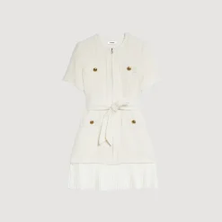 Femme SANDRO Robe Manteau En Lainage Effet Tweed