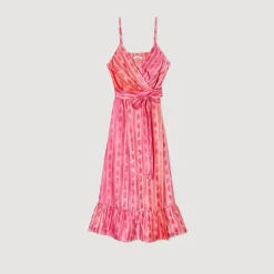 Femme SANDRO Robe Midi à Ceinture Nouée