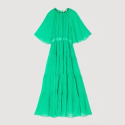 Femme SANDRO Robe Midi à Col Strassé