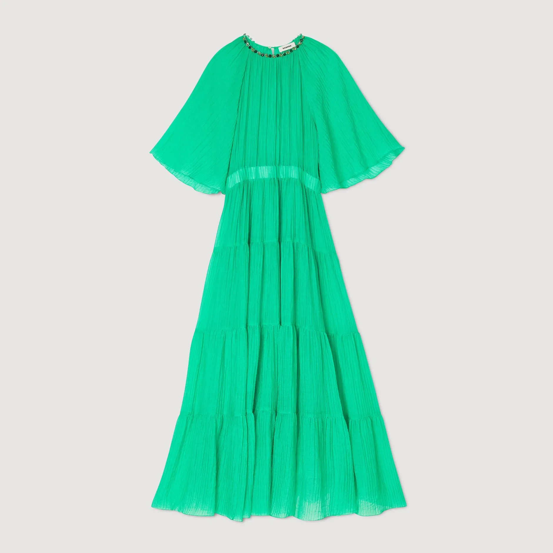 Femme SANDRO Robe Midi à Col Strassé