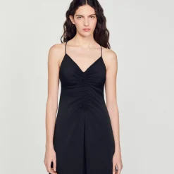 Femme SANDRO Robe Midi à Fines Bretelles