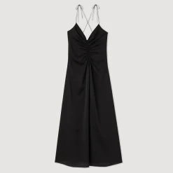 Femme SANDRO Robe Midi à Fines Bretelles