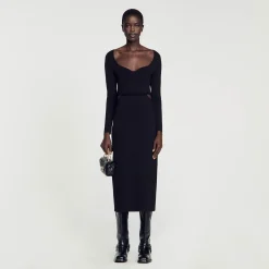 Femme SANDRO Robe Midi Ajourée