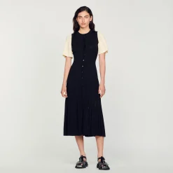 Femme SANDRO Robe Midi Côtelée