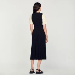 Femme SANDRO Robe Midi Côtelée