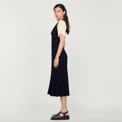 Femme SANDRO Robe Midi Côtelée