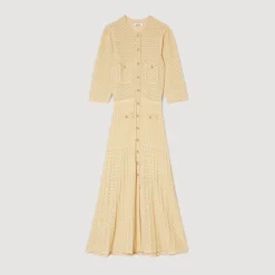 Femme/Homme SANDRO Robe Midi En Maille Pointelle