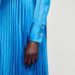 Femme SANDRO Robe Midi Satinée Plissée