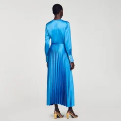 Femme SANDRO Robe Midi Satinée Plissée