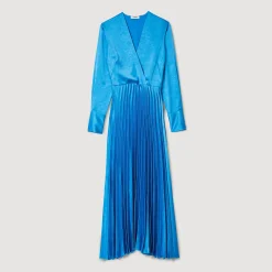 Femme SANDRO Robe Midi Satinée Plissée
