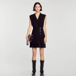 Femme SANDRO Robe Plissée En Tweed