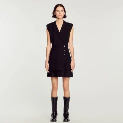 Femme SANDRO Robe Plissée En Tweed