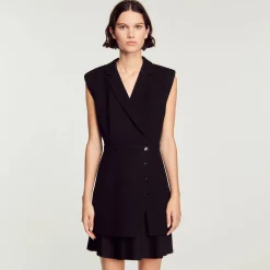 Femme SANDRO Robe Plissée En Tweed